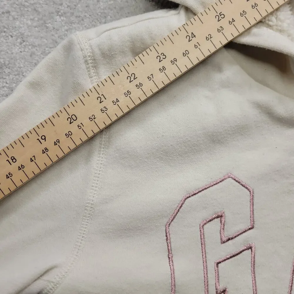 Gap Kids Sherpa Lined Full Zip Hoodie Cream XXL 14-16 Youth Girls Logo
